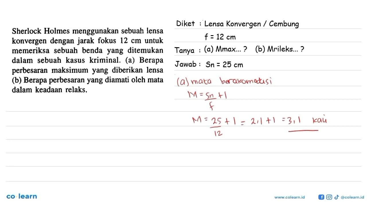 Sherlock Holmes menggunakan sebuah lensa konvergen dengan