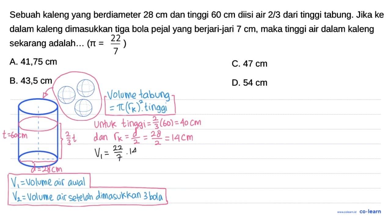 Sebuah kaleng yang berdiameter 28 cm dan tinggi 60 cm diisi