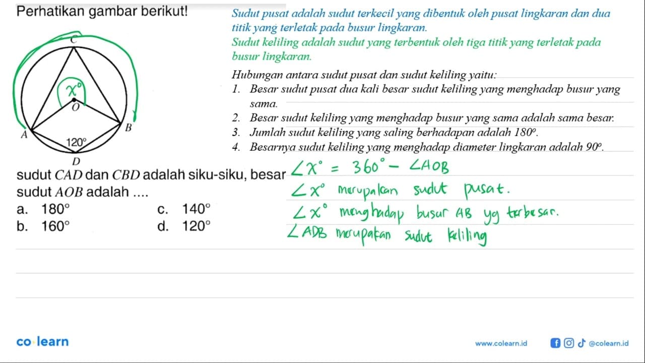 perhatikan gambar berikut! 120 sudut CAD dan CBD adalah