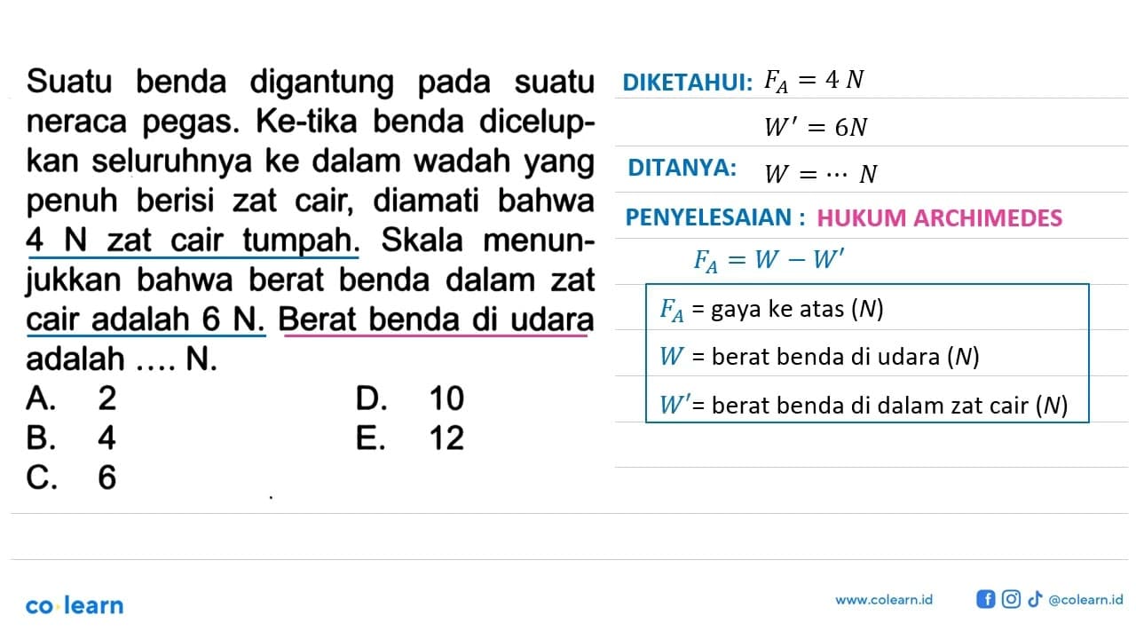 Suatu benda digantung pada suatu neraca pegas. Ke-tika