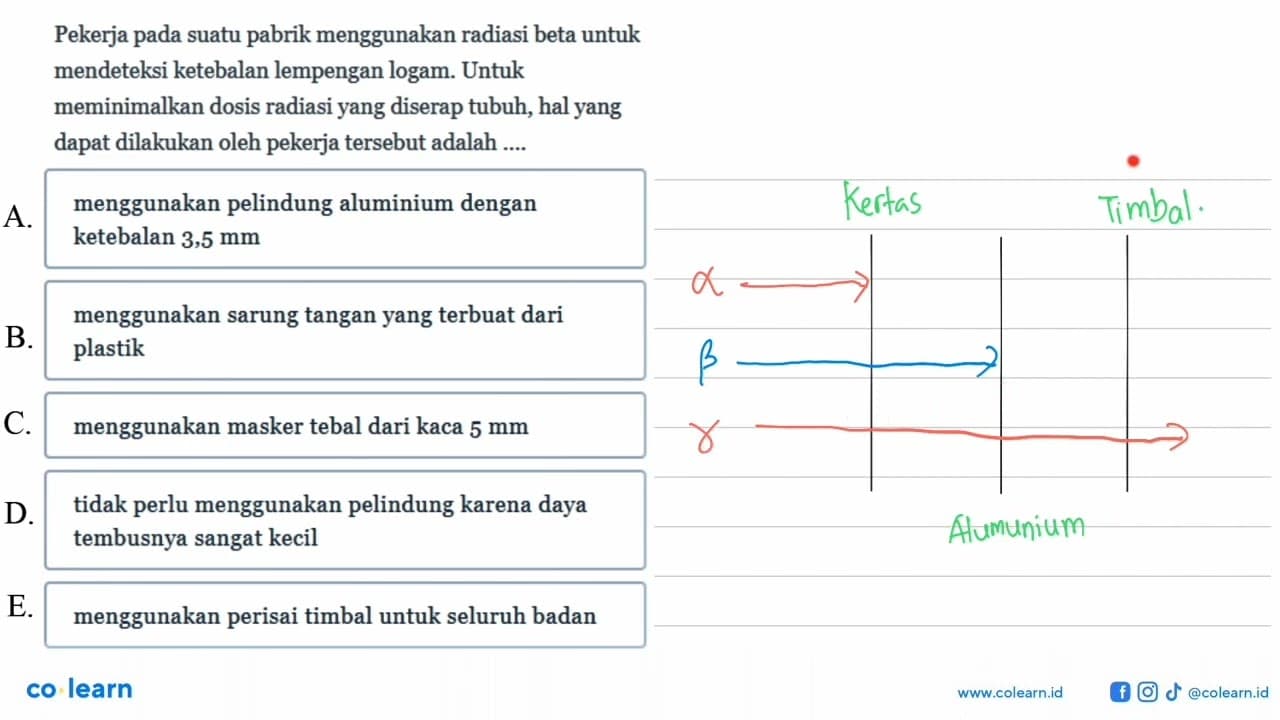 Pekerja pada suatu pabrik menggunakan radiasi beta untuk