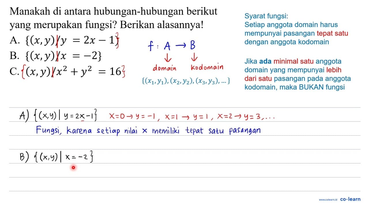 Manakah di antara hubungan-hubungan berikut yang merupakan