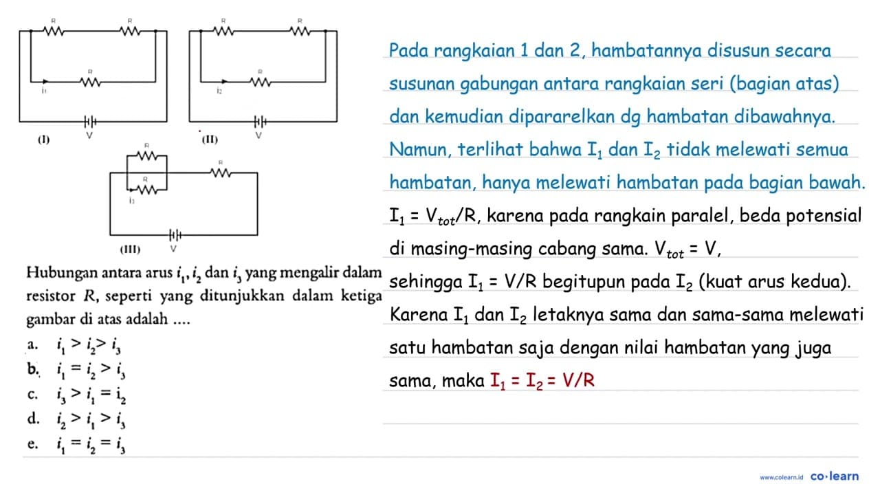 (I) R R R i1 V (II) R R i2 R V (III) R R R V Hubungan