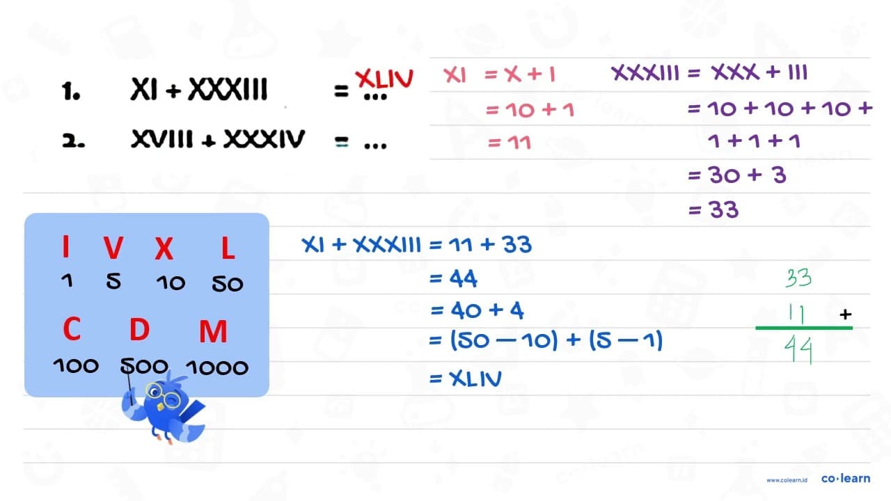 1. X I+X X X I I I=... 2. X V I I I+X X X I V=...