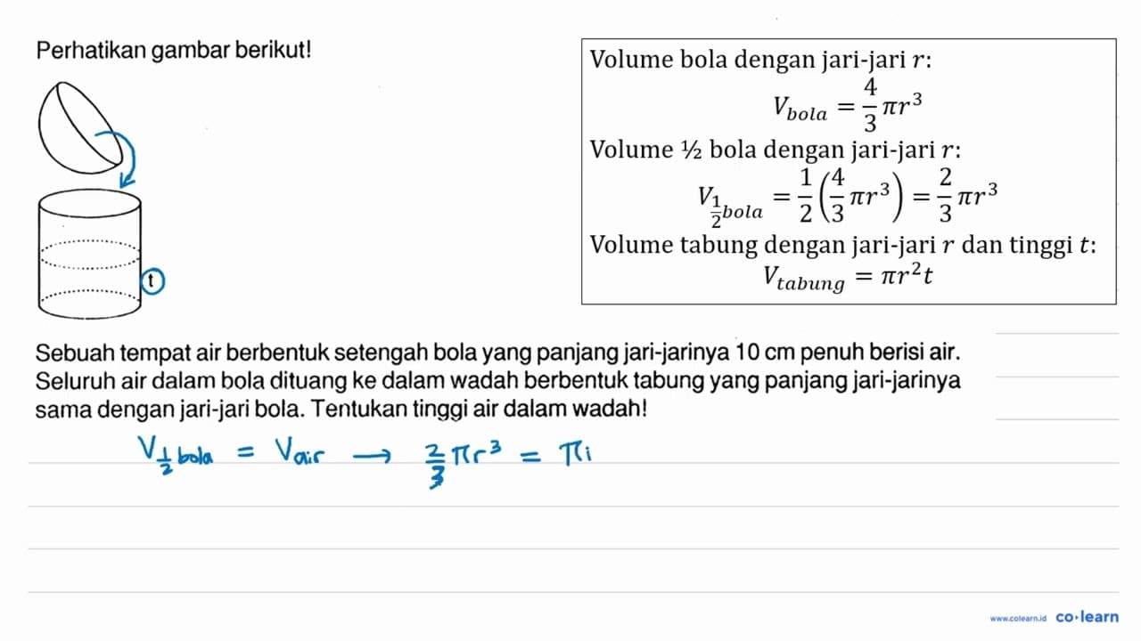 Perhatikan gambar berikut!Sebuah tempat air berbentuk