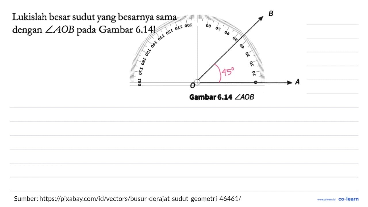 Lukislah besar sudut yang besarnya sama dengan sudut AOB