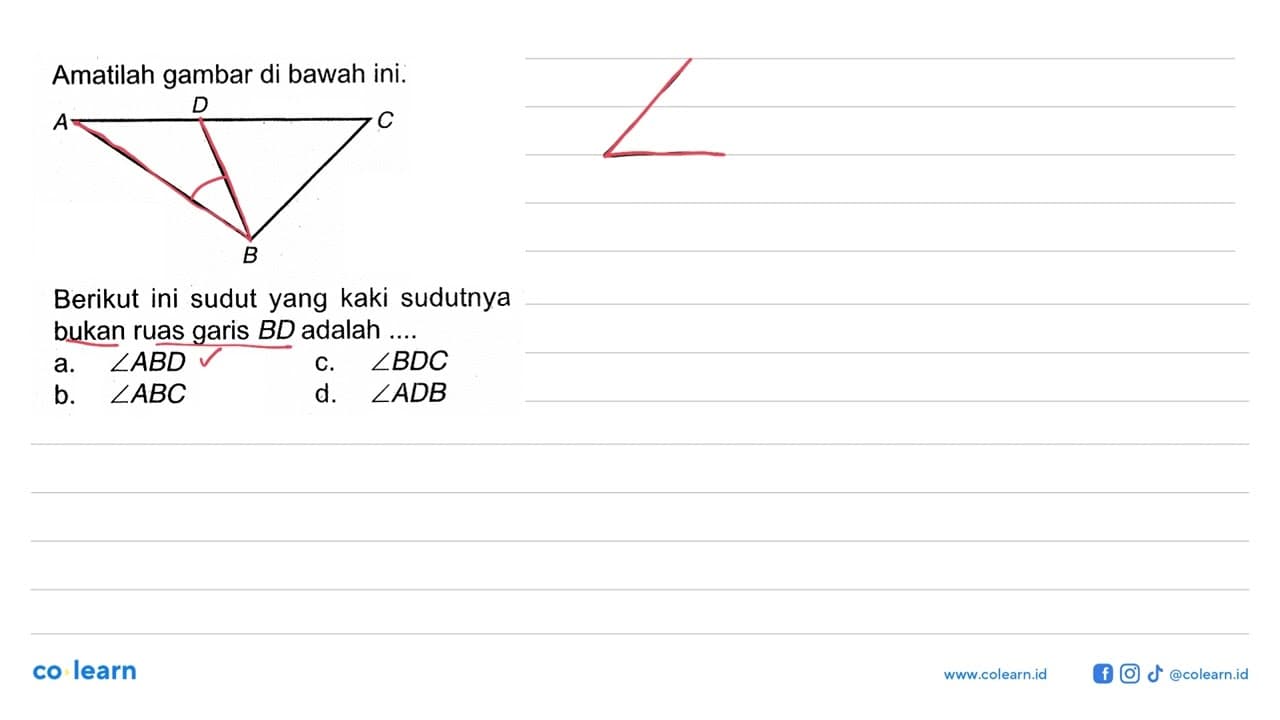 Amatilah gambar di bawah ini. Berikut ini sudut yang kaki