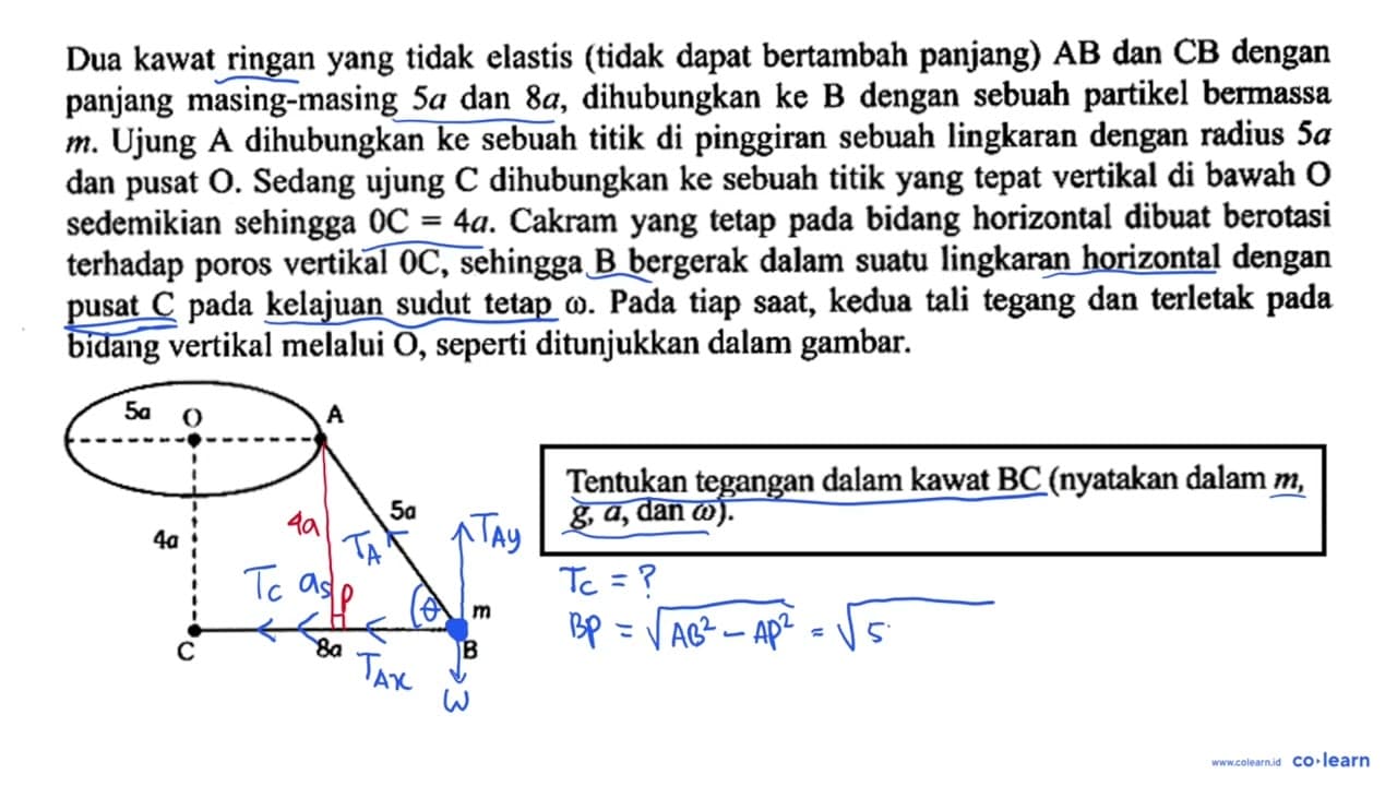 Dua kawat ringan yang tidak elastis (tidak dapat bertambah