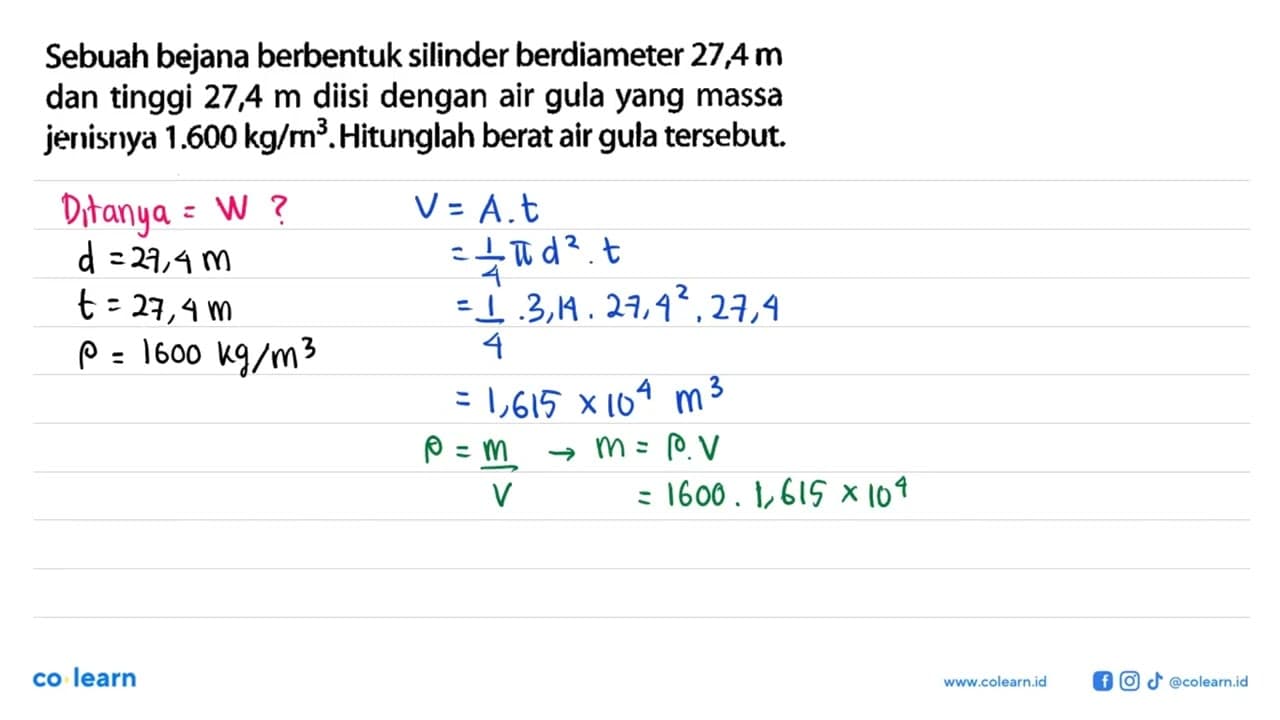 Sebuah bejana berbentuk silinder berdiameter 27,4 m dan