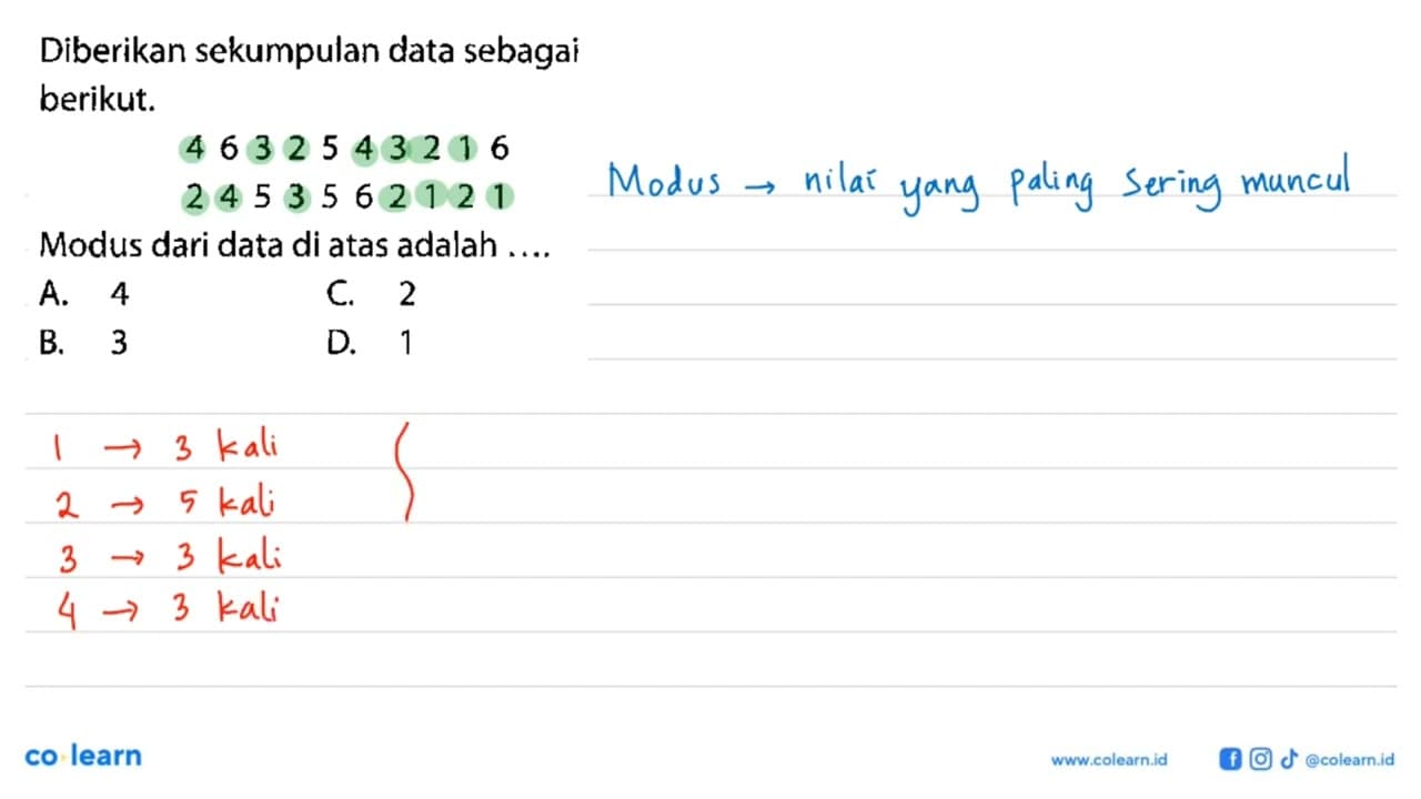 Diberikan sekumpulan data sebagai