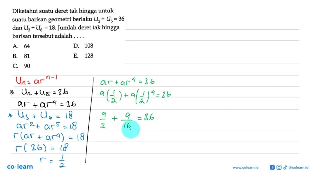 Diketahui suatu deret tak hingga untuk suatu barisan