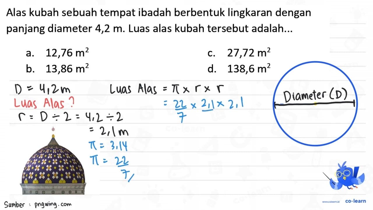 Alas kubah sebuah tempat ibadah berbentuk lingkaran dengan