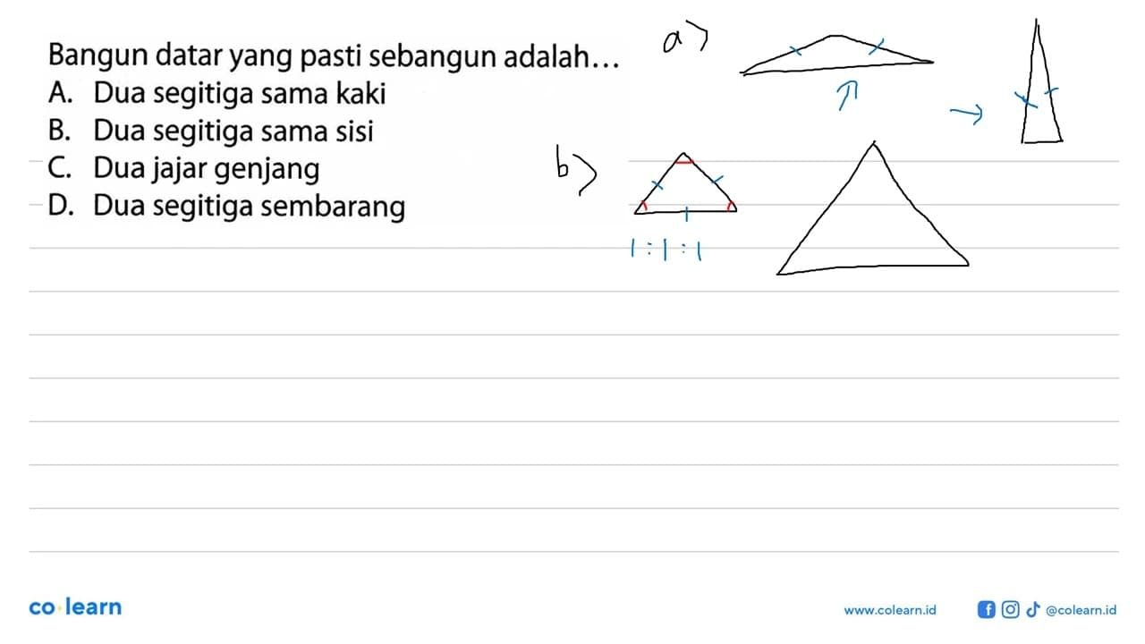 Bangun datar yang pasti sebangun adalah ...