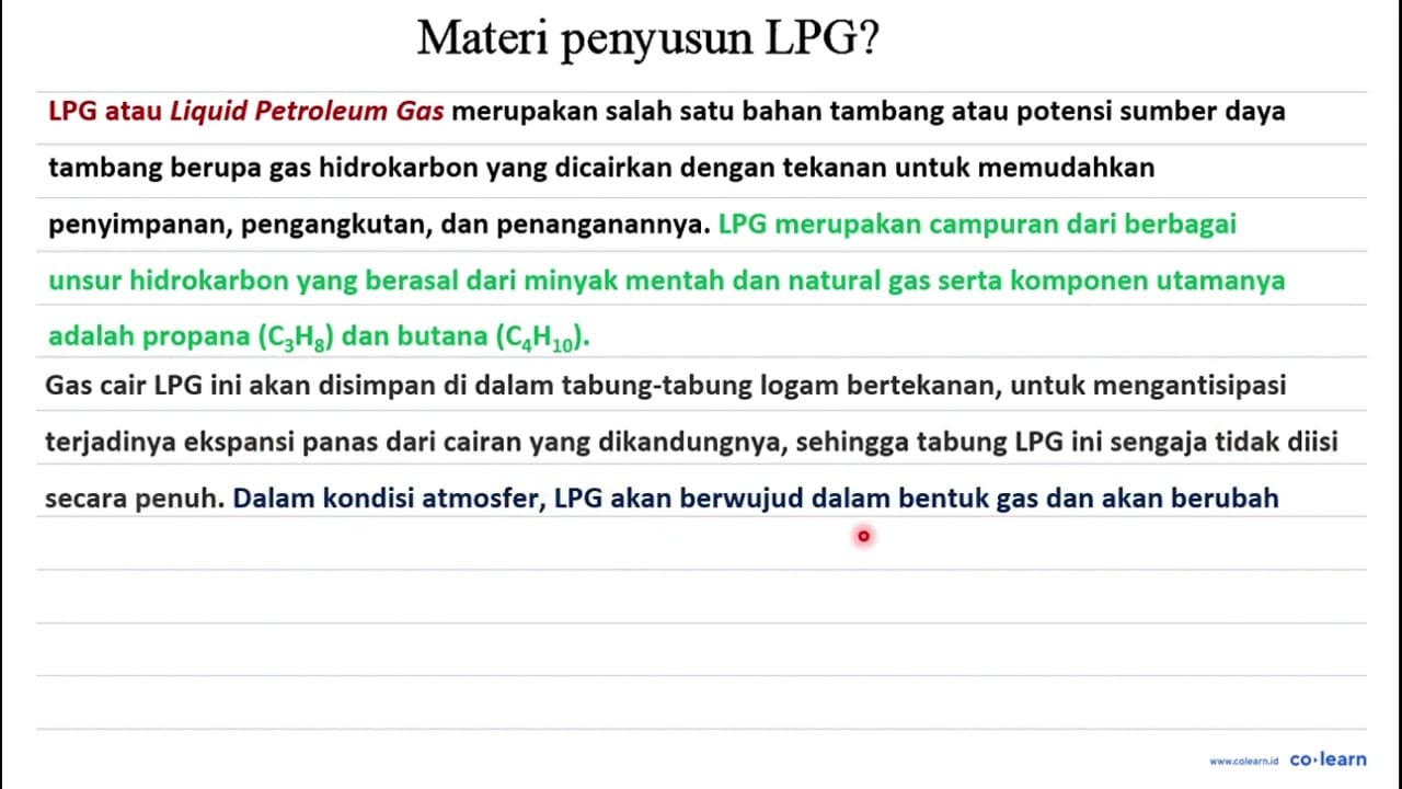 Materi penyusun LPG?