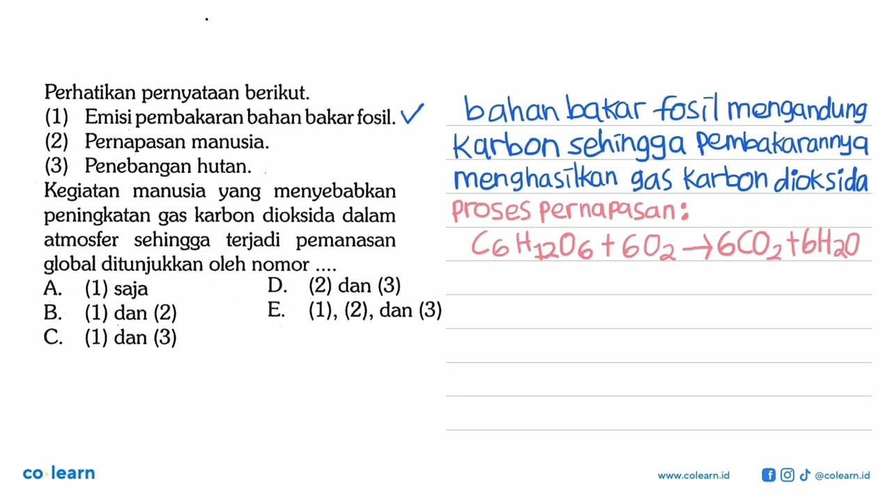 Perhatikan pernyataan berikut. (1) Emisi pembakaran bahan