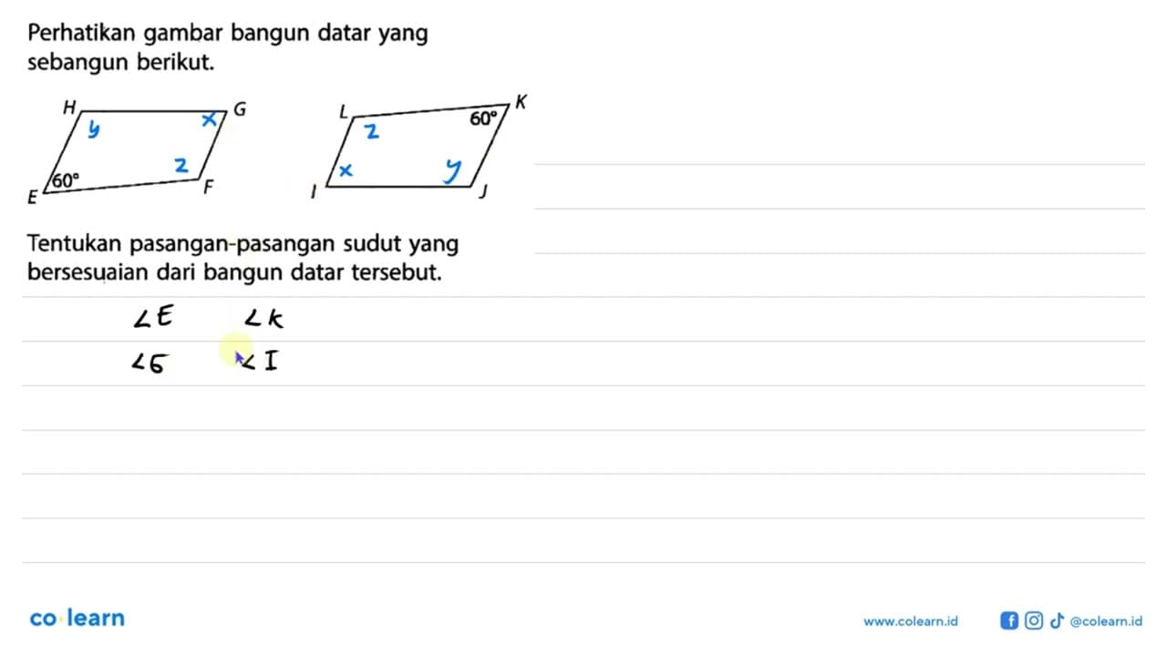 Perhatikan gambar bangun datar yang sebangun berikut. H G