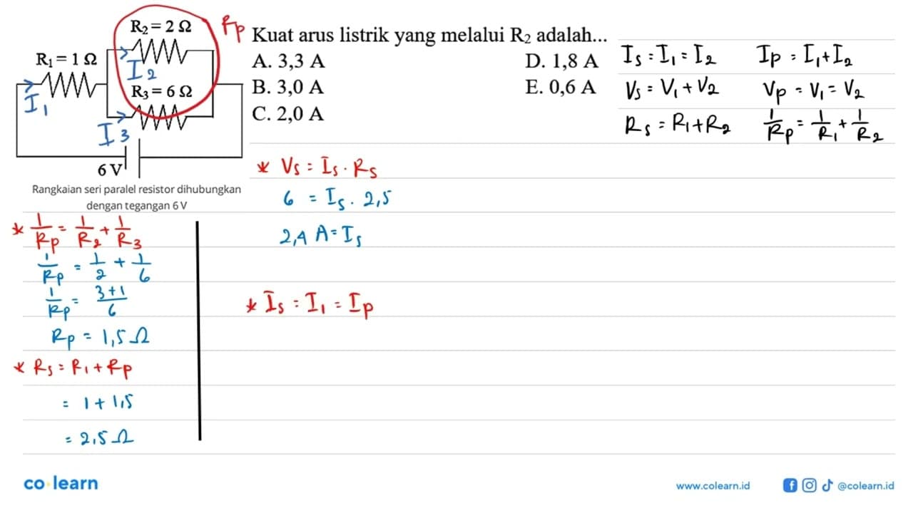 Perhatikan gambar rangkaian resistor dibawah ini. R2 = 2