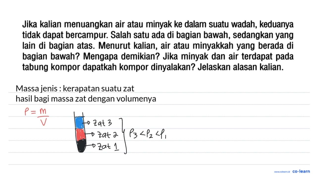 Jika kalian menuangkan air atau minyak ke dalam suatu