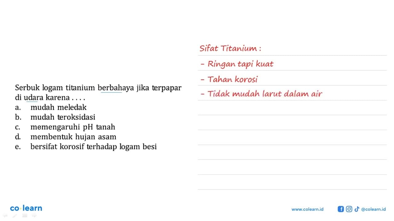 Serbuk logam titanium berbahaya jika terpapar di udara