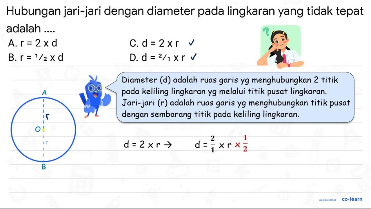 Hubungan jari-jari dengan diameter pada lingkaran yang