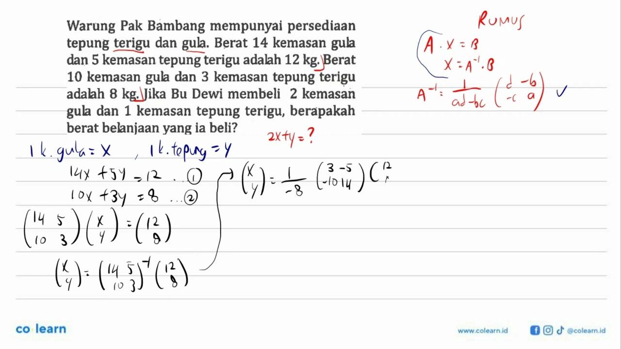 Warung Pak Bambang mempunyai persediaan tepung terigu dan