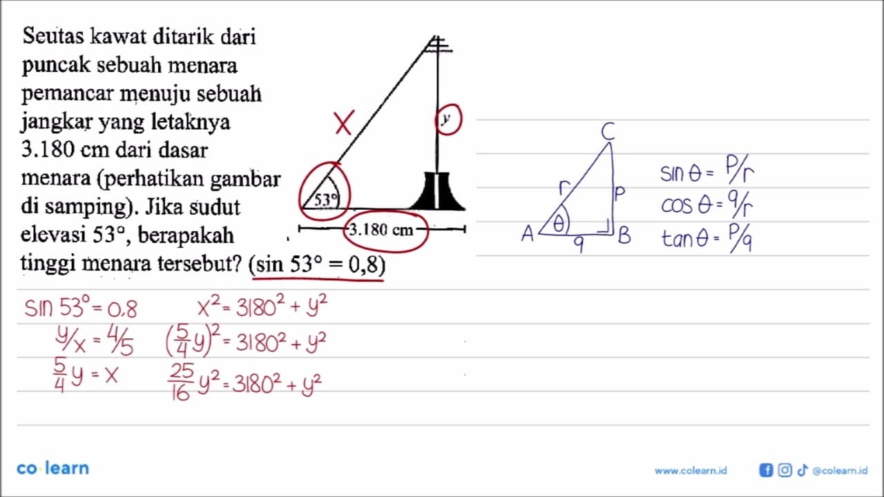 Seutas kawat ditarik daripuncak sebuah menarapemancar