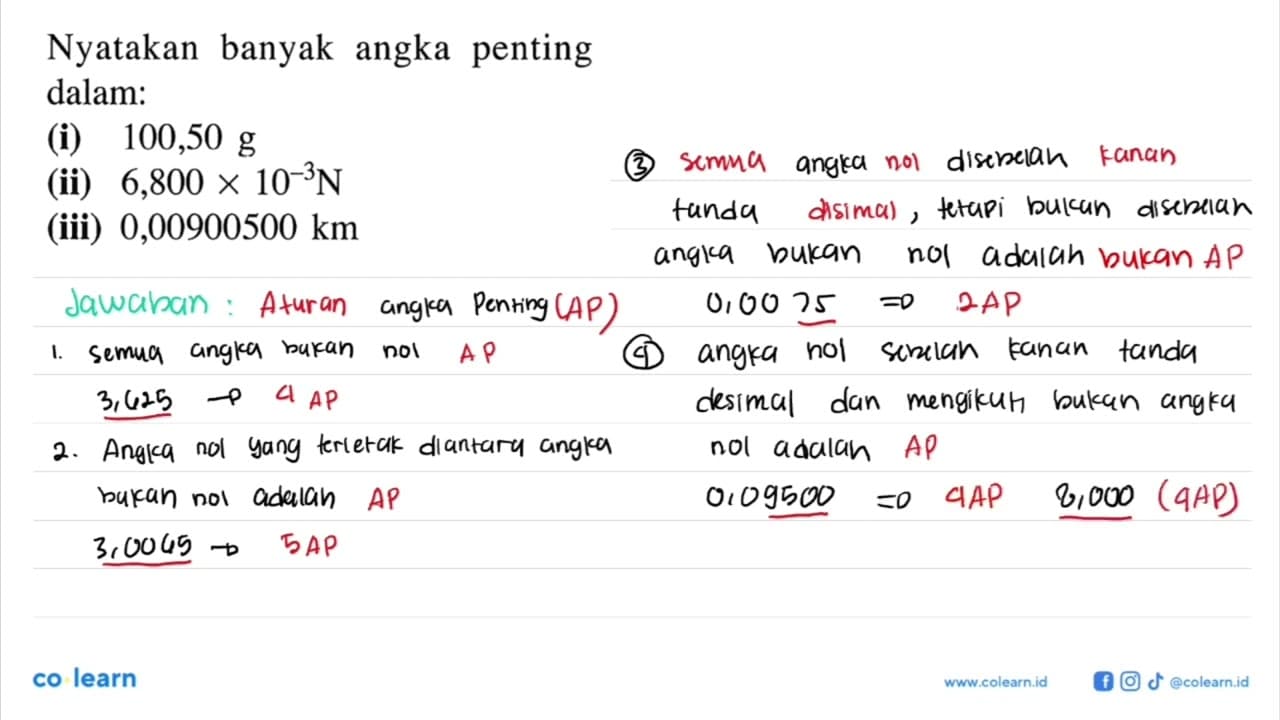 Nyatakan banyak angka penting dalam: (i) 100,50 g (ii)