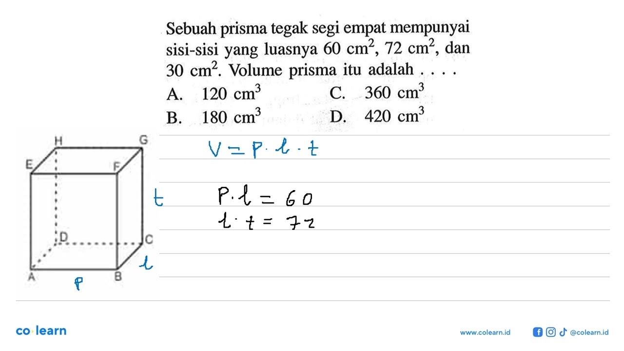 Sebuah prisma tegak segi empat mempunyai sisi-sisi yang