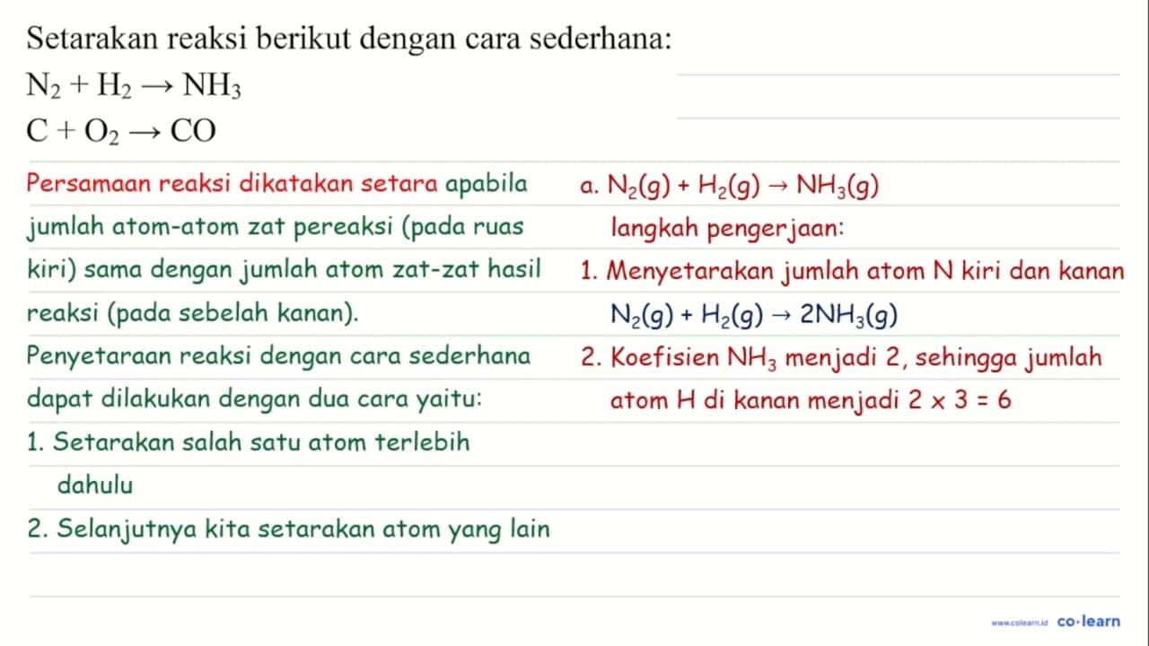 Setarakan reaksi berikut dengan cara sederhana: N_(2)+H_(2)