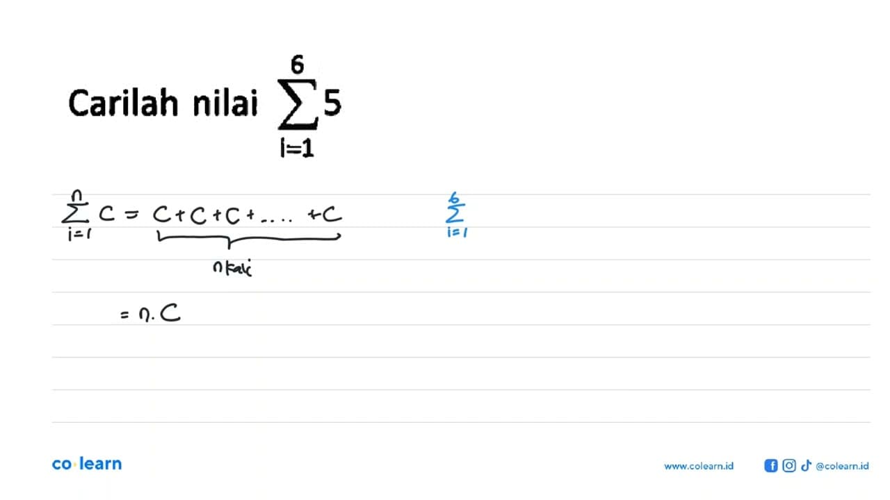 Carilah nilai sigma i=1 6 5