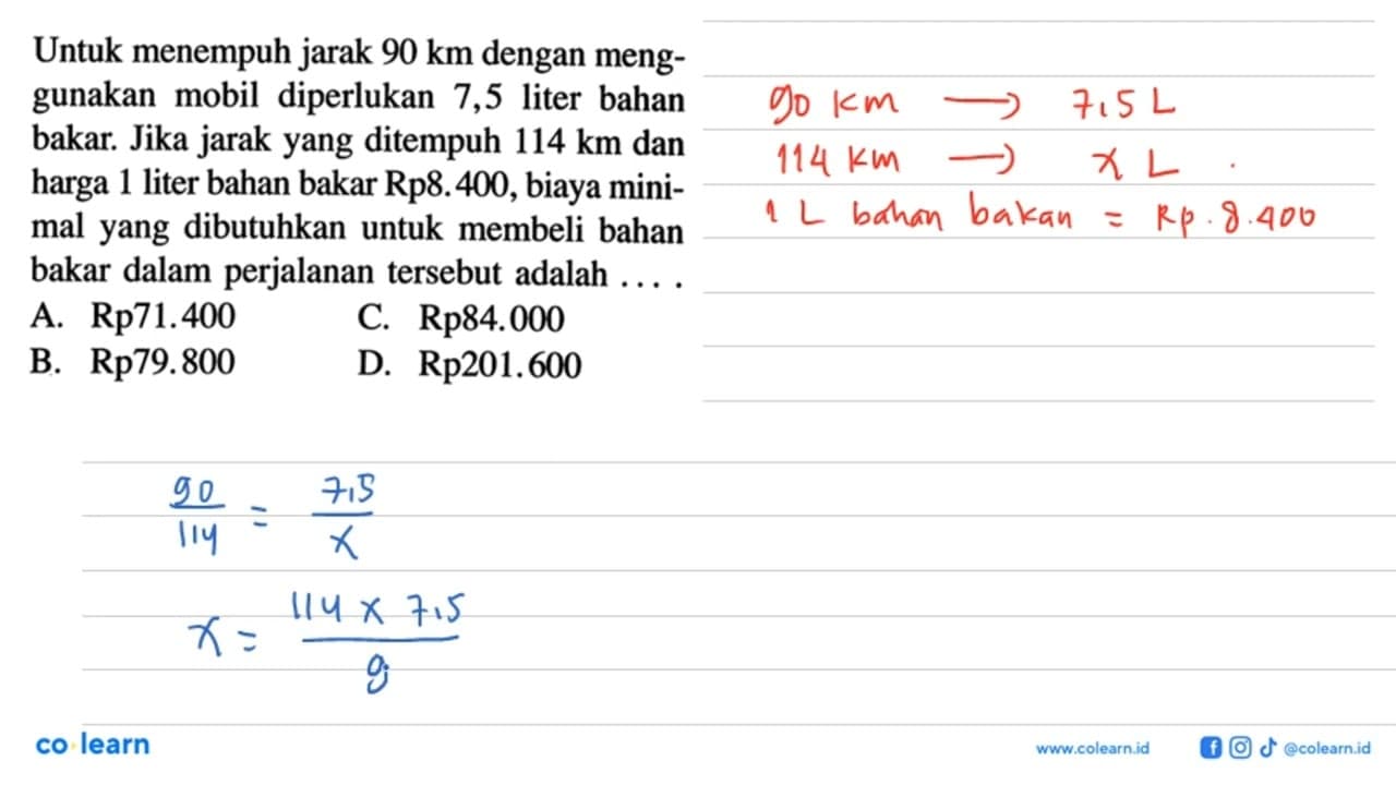 Untuk menempuh jarak 90 km dengan menggunakan mobil