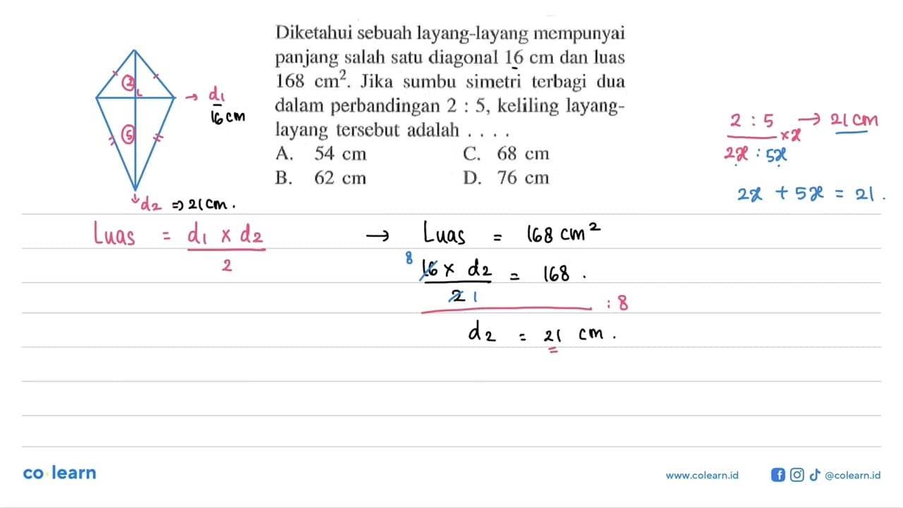 Diketahui sebuah layang-layang mempunyai panjang salah satu