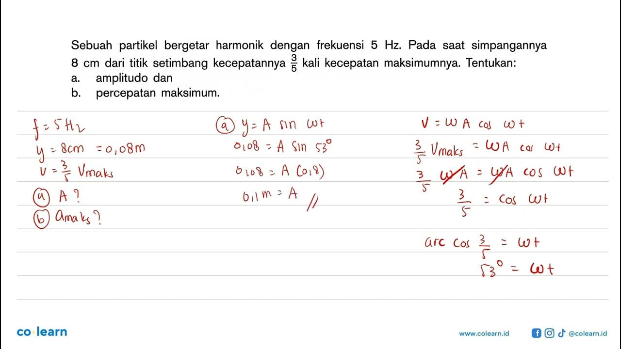 Sebuah partikel bergetar harmonik dengan frekuensi 5 Hz .