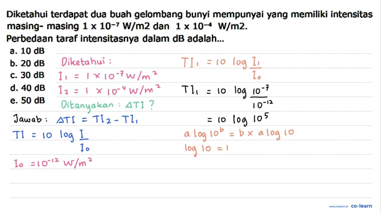 Diketahui terdapat dua buah gelombang bunyi mempunyai yang