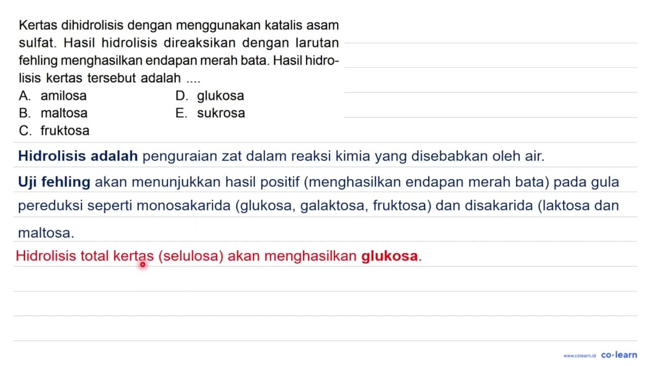 Kertas dihidrolisis dengan menggunakan katalis asam sulfat.