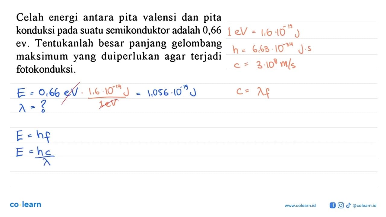 Celah energi antara pita valensi dan pita konduksi pada