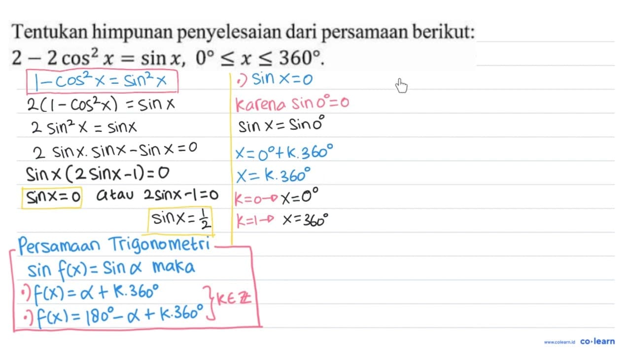 Tentukan himpunan penyelesaian dari persamaan berikut: 2-2