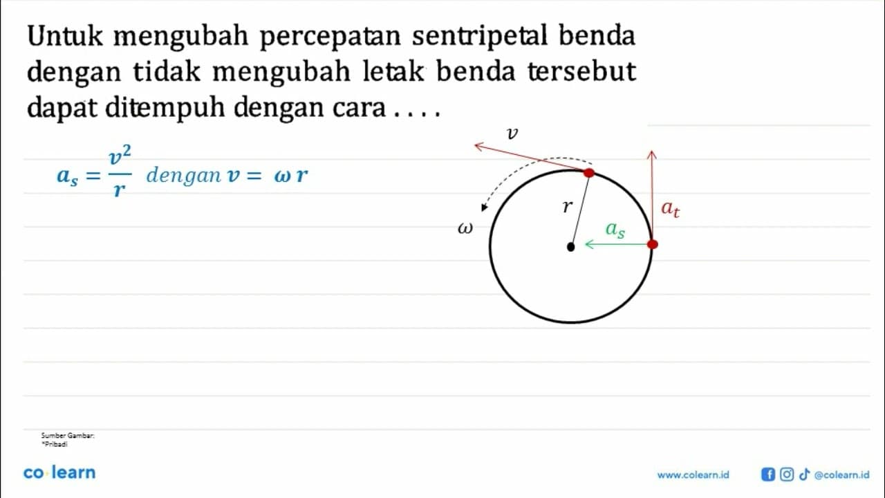 Untuk mengubah percepatan sentripetal benda dengan tidak