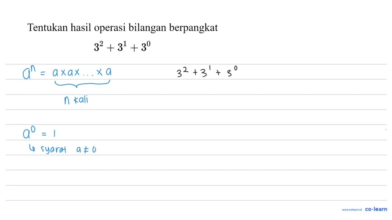 Tentukan hasil operasi bilangan berpangkat