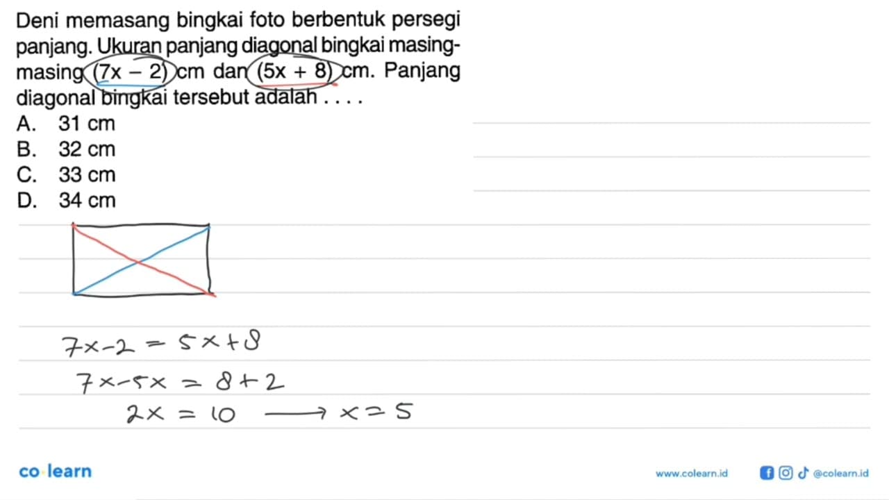 Deni memasang bingkai foto berbentuk persegi panjang.