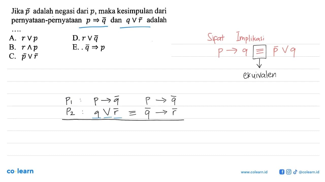 Jika p adalah negasi dari p, maka kesimpulan dari