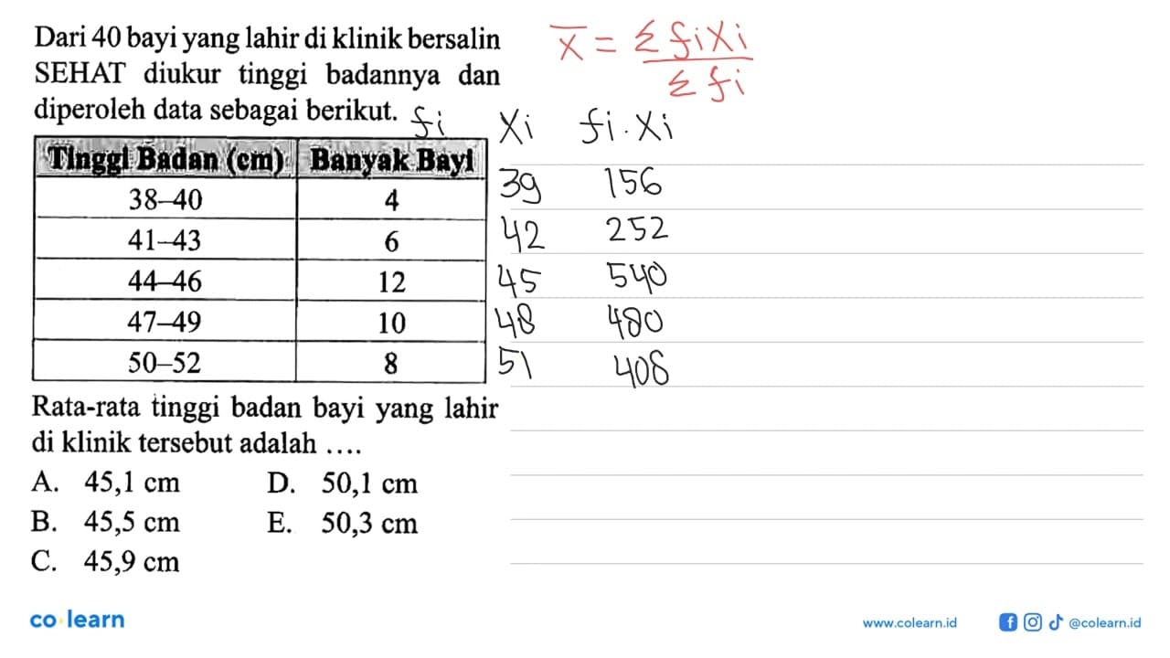 Dari 40 bayi yang lahir di klinik bersalin SEHAT diukur