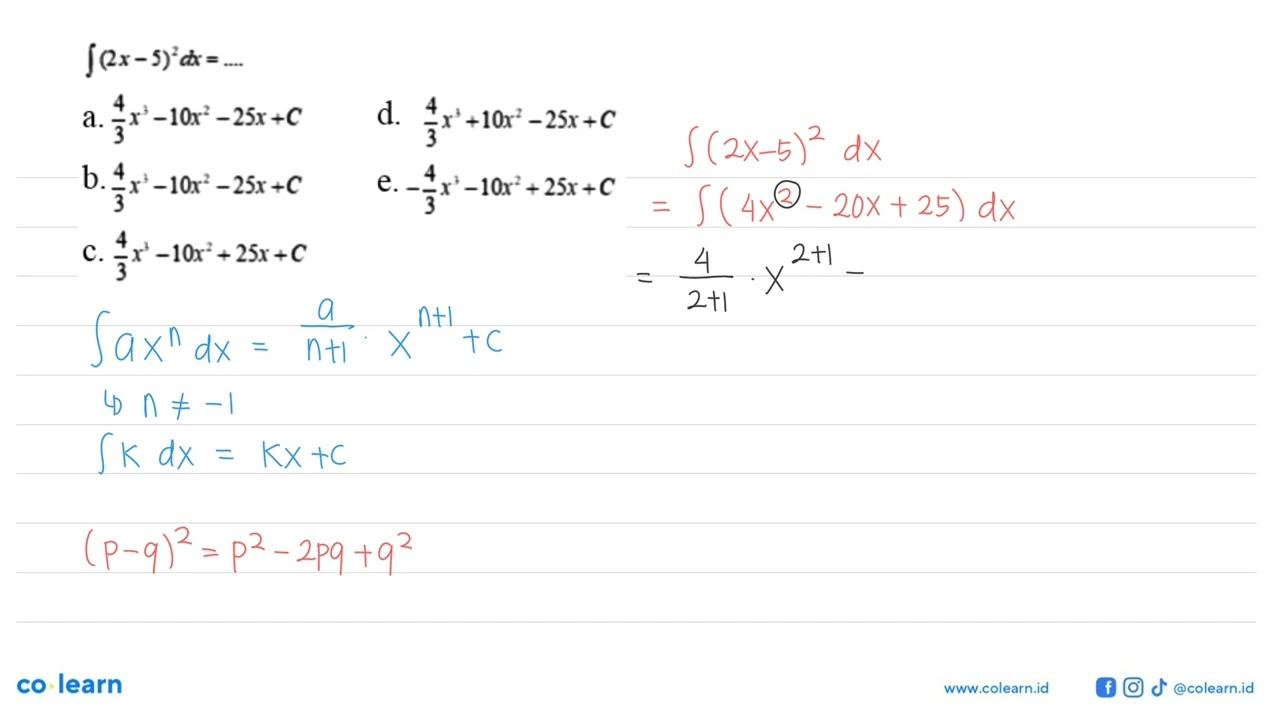 integral (2x-5)^2 dx=...