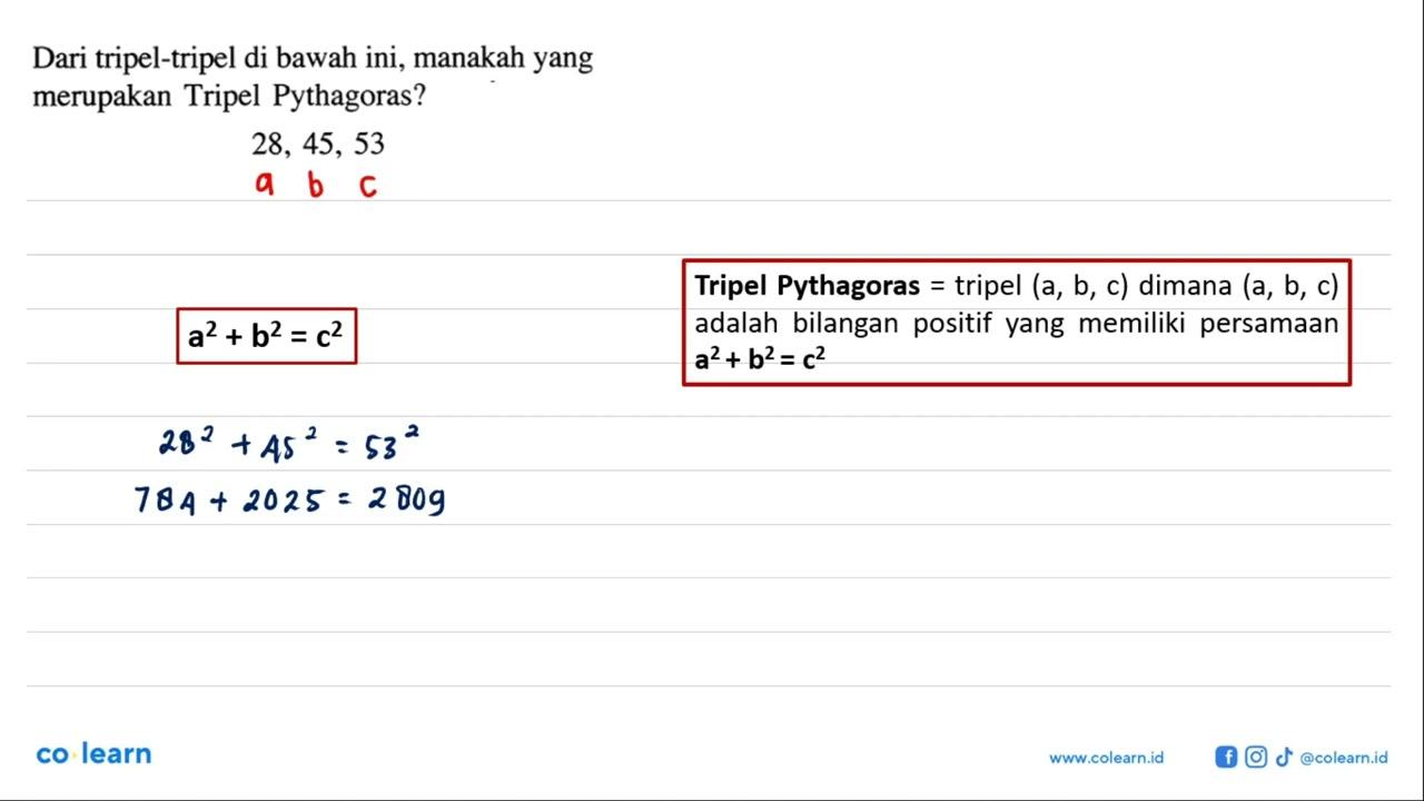 Dari tripel-tripel di bawah ini, manakah yang merupakan