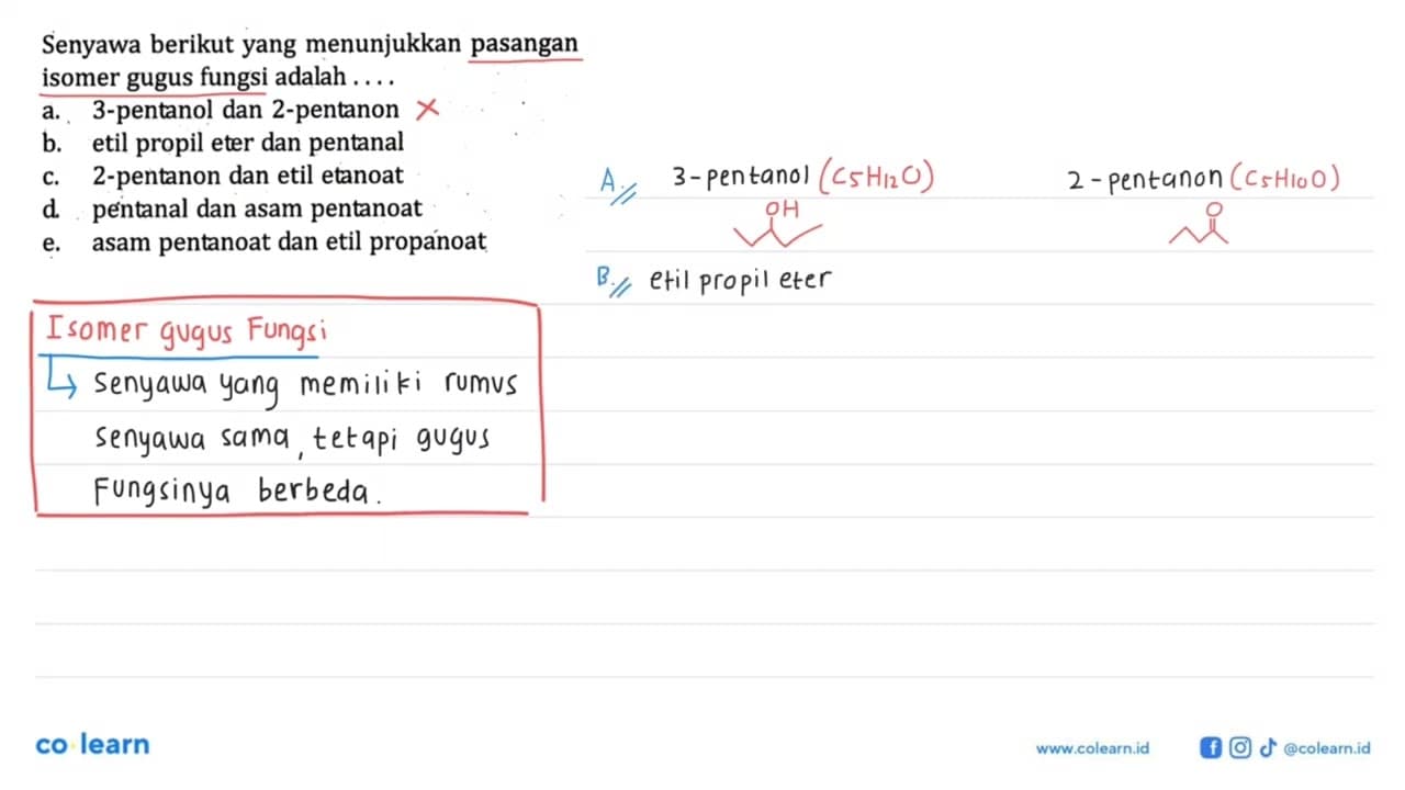 Senyawa berikut yang menunjukkan pasangan isomer gugus