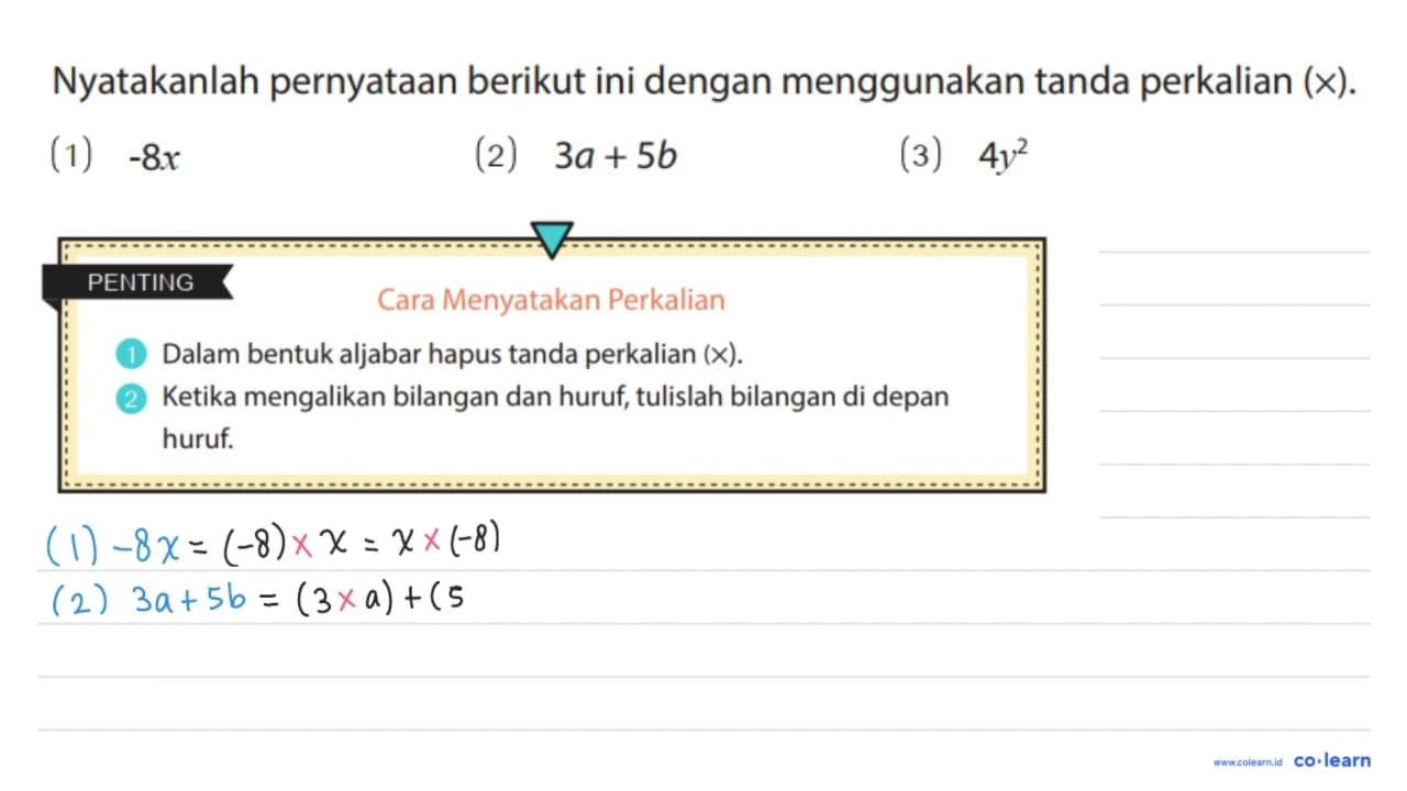 Nyatakanlah pernyataan berikut ini dengan menggunakan tanda