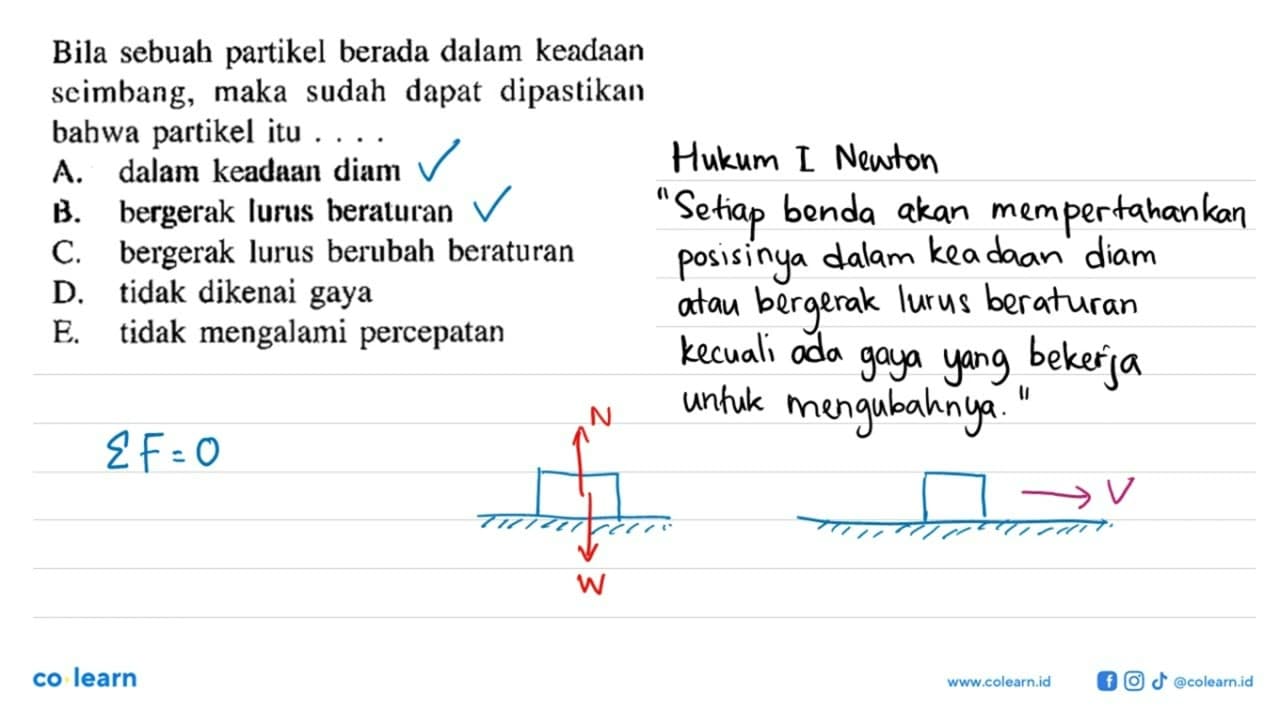 Bila sebuah partikel berada dalam keadaan seimbang, maka