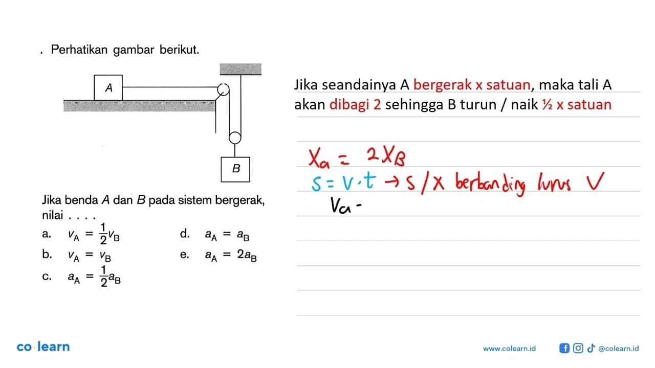 Perhatikan gambar berikut. A B Jika benda A dan B pada