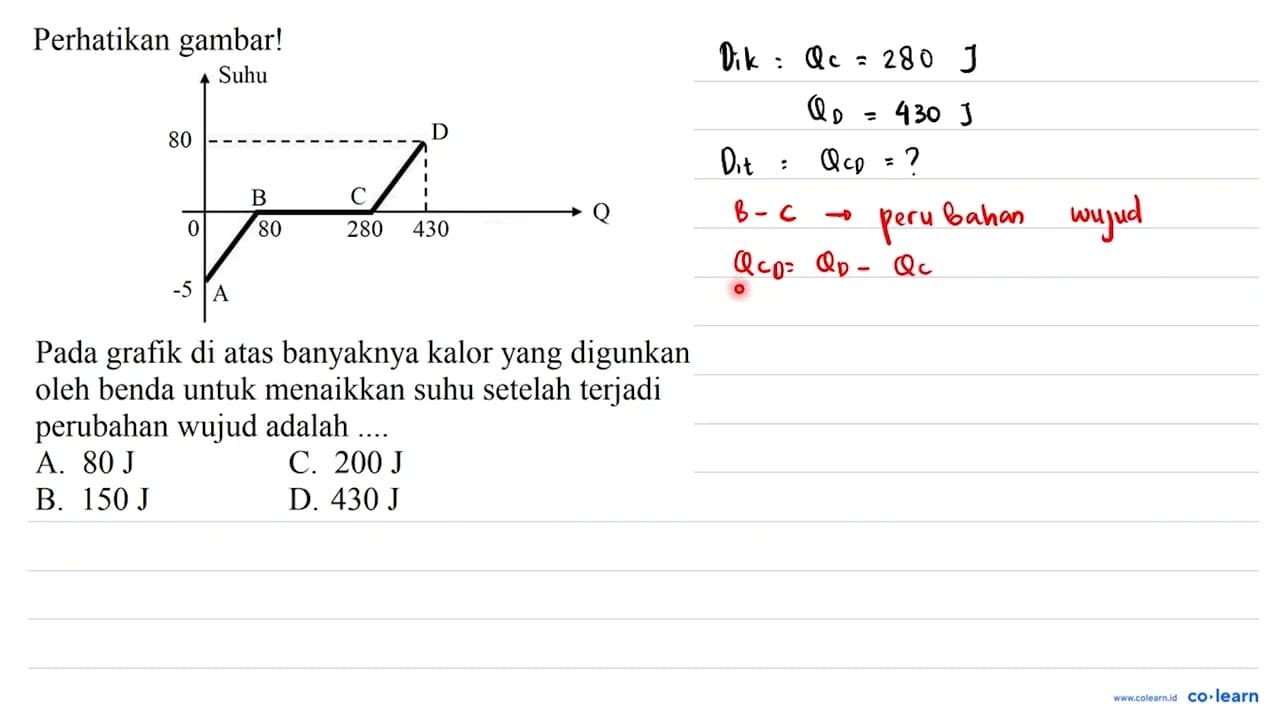 Perhatikan gambar! Pada grafik di atas banyaknya kalor yang