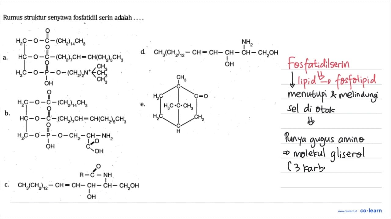 Rumus struktur senyawa fosfatidil serin adalah . . . .